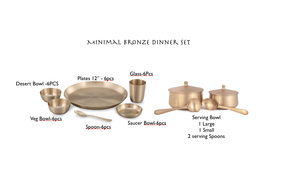 Bronze Dinner set- 6 People setting Dinner set|52 pcs| Pure Kansa