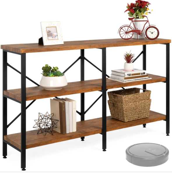 3-Tier Industrial Hallway Console Table for Living Room, Entry Way - 55in