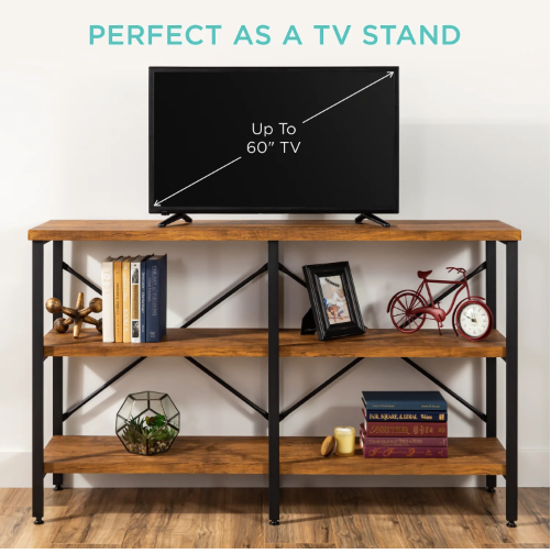 3-Tier Industrial Hallway Console Table for Living Room, Entry Way - 55in