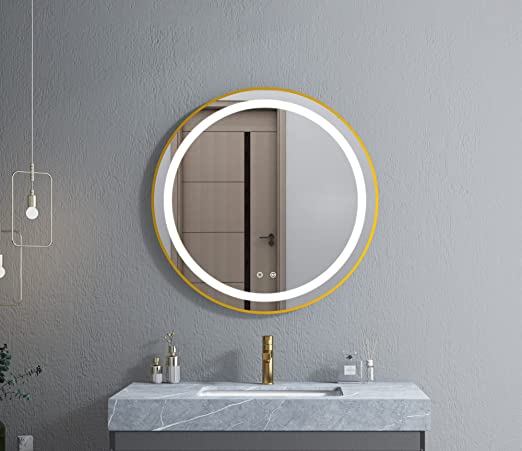 LED Round Mirror with Beautiful Metal Frame| Gold Color|26inch