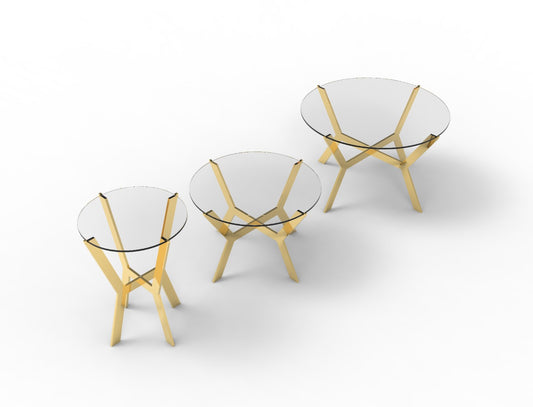 Small Round Glass Table with Steel legs| Furniture by Sam Home Collection