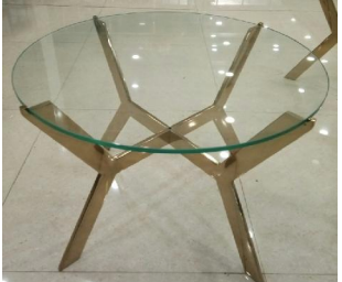 Medium Round Glass Table with Steel legs| Furniture by Sam Home Collection