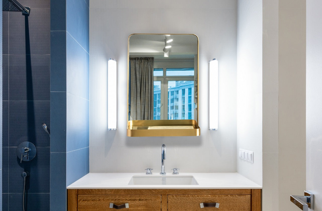 Bathroom Mirrors with shelf storage| Gold decorative