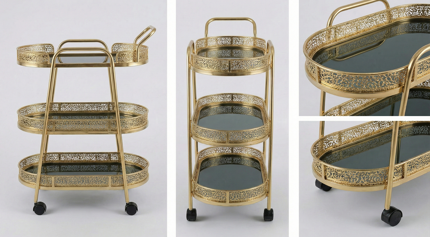 Luxury Stainless Steel Bar Cart Trolley