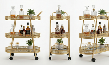 Luxury Stainless Steel Bar Cart Trolley