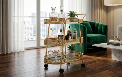Luxury Stainless Steel Bar Cart Trolley