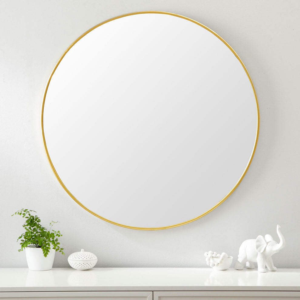 Round Wall Mirrors for Home decor|36 inch Large| Black & Gold color av ...