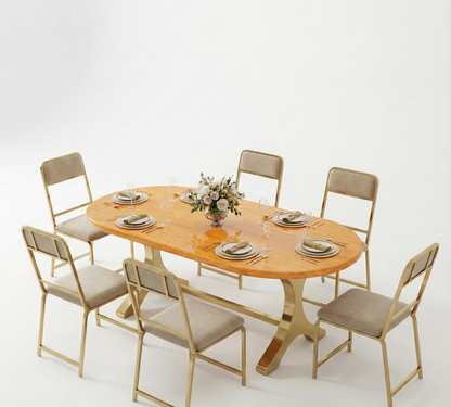 Luxury Indoor Dining Table with 6 Upholstered Chairs