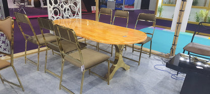 Luxury Indoor Dining Table with 6 Upholstered Chairs