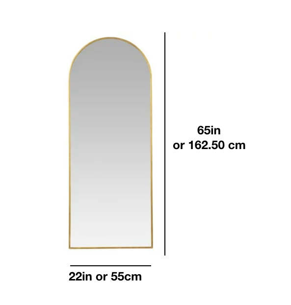 Large Arch full length Mirror 65inchgold color Sam Home Collection
