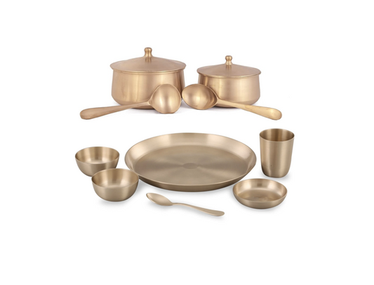 Bronze Dinner set- 6 People setting Dinner set|52 pcs| Pure Kansa