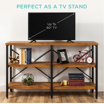 3-Tier Industrial Hallway Console Table for Living Room, Entry Way - 55in