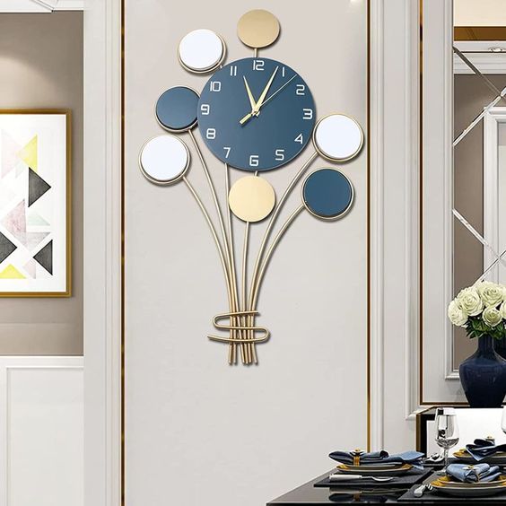 Blue & Gold Designer Wall Clock|Wall Clock by Sam Home Collection