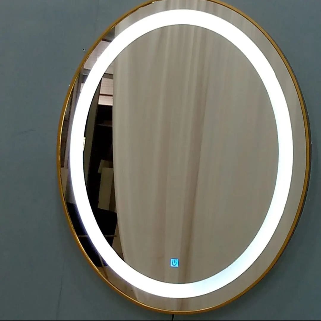LED Round Mirror with Beautiful Metal Frame| Gold Color|26inch