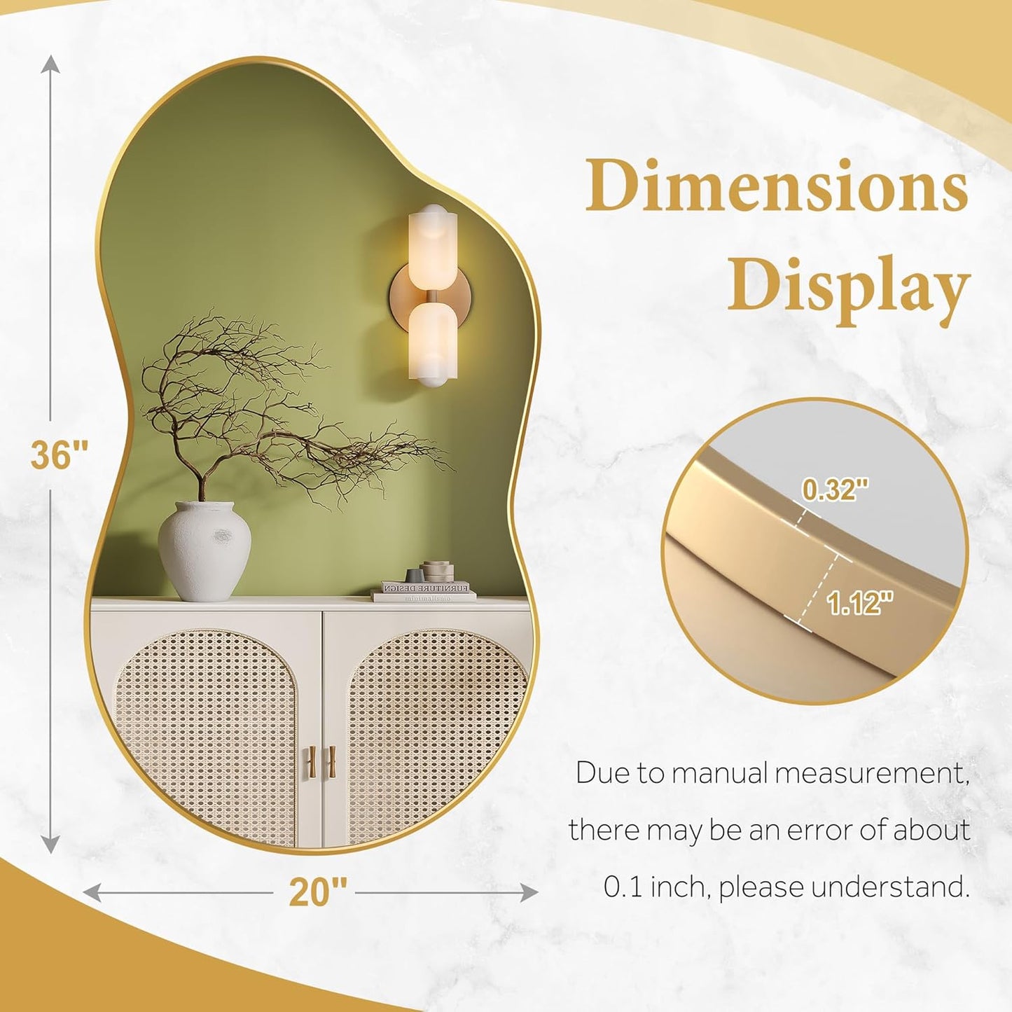 Designer Gold Wall Mirror|Irregular shape Mirrors by Sam Home Collection