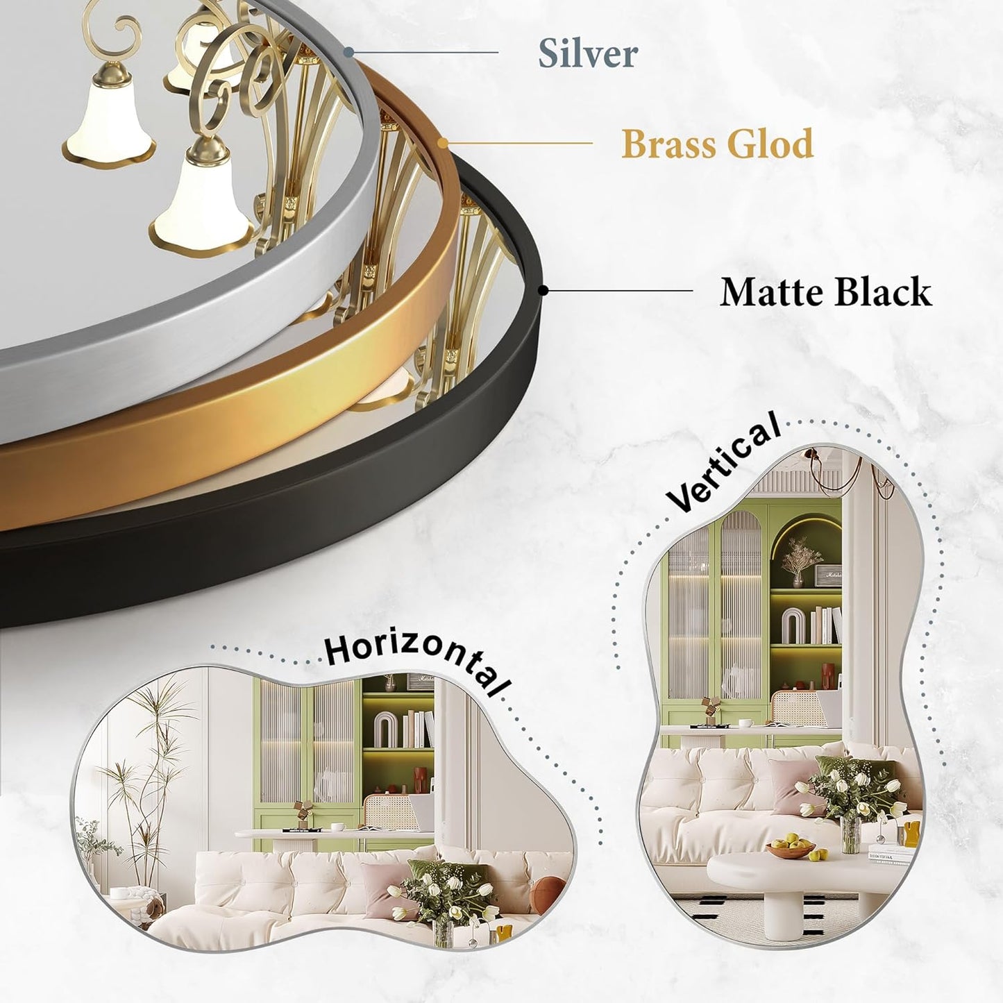 Designer Gold Wall Mirror|Irregular shape Mirrors by Sam Home Collection