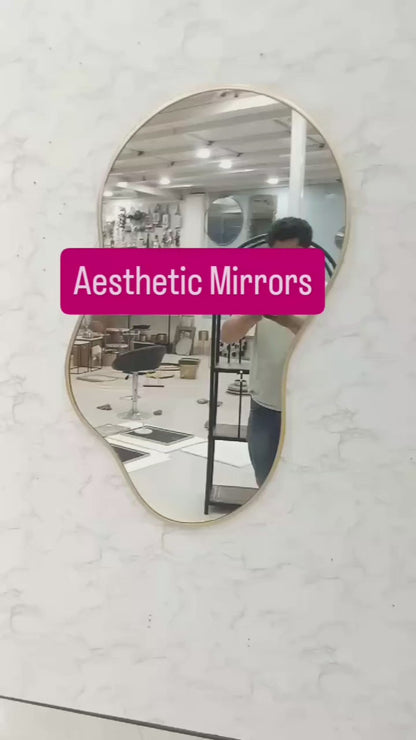 Designer Gold Wall Mirror|Irregular shape Mirrors by Sam Home Collection
