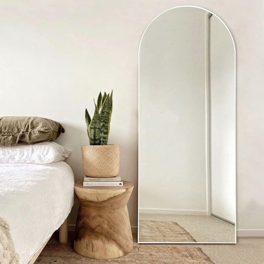Full length Standing Arch Mirror in White color| Floor Mirror by Sam Home Collection