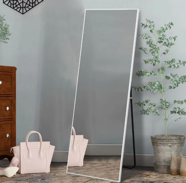 Full Length Mirror with Stand White color|Floor Mirror by Sam Home Collection