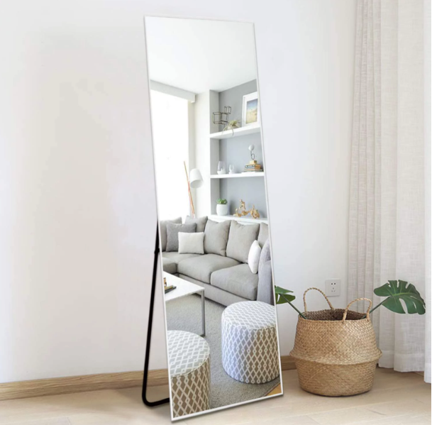 Full Length Mirror with Stand White color|Floor Mirror by Sam Home Collection