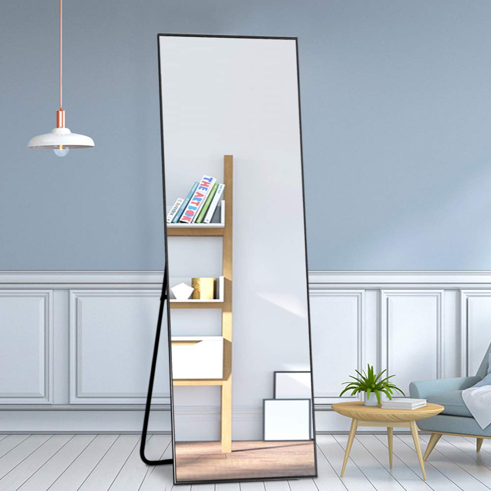Full length rectangle mirror|65 inch long|Black color|Floor Standing Mirror by Sam Home Collection