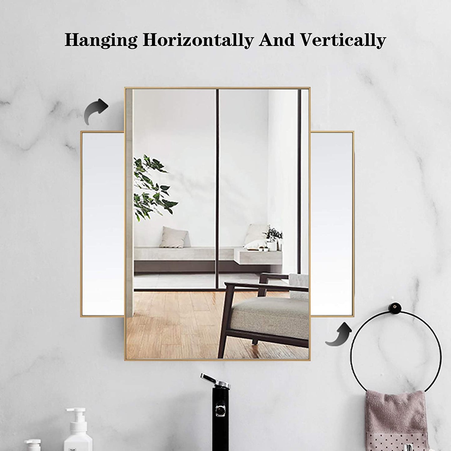 SAM Home Collection Quality HD Rectangular Mirror for Bathroom Living Room Hallway 14x20 inch