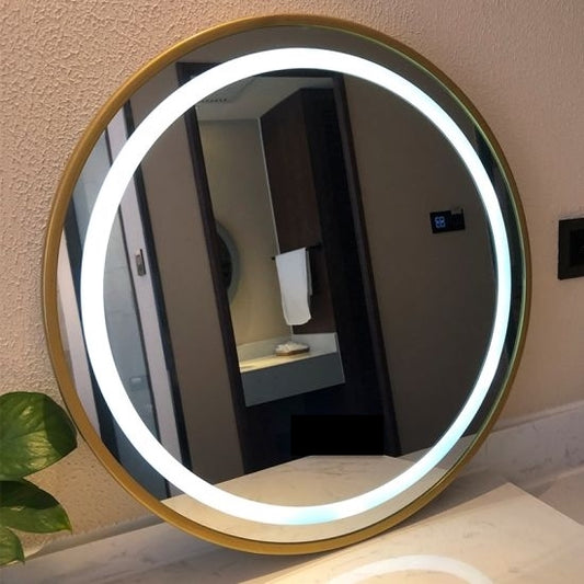 LED Round Mirror with Beautiful Metal Frame| Gold Color|26inch