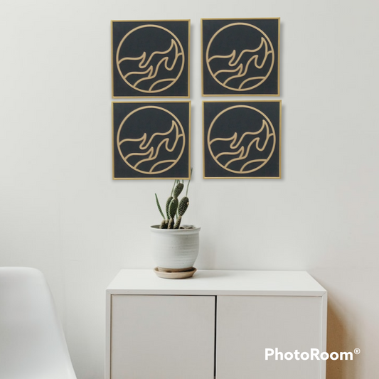 Moon Fire Black & Gold wall panels|Wall decor by Sam Home Collection