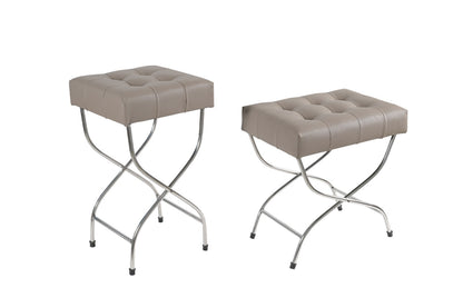 Leather Stool with Steel Base| Furniture by Sam Home Collection|Large