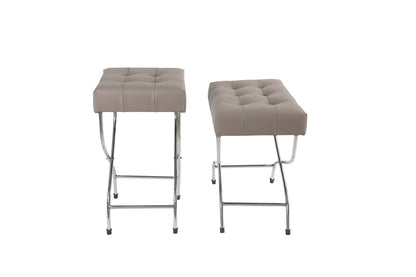Leather Stool with Steel Base| Furniture by Sam Home Collection|Large