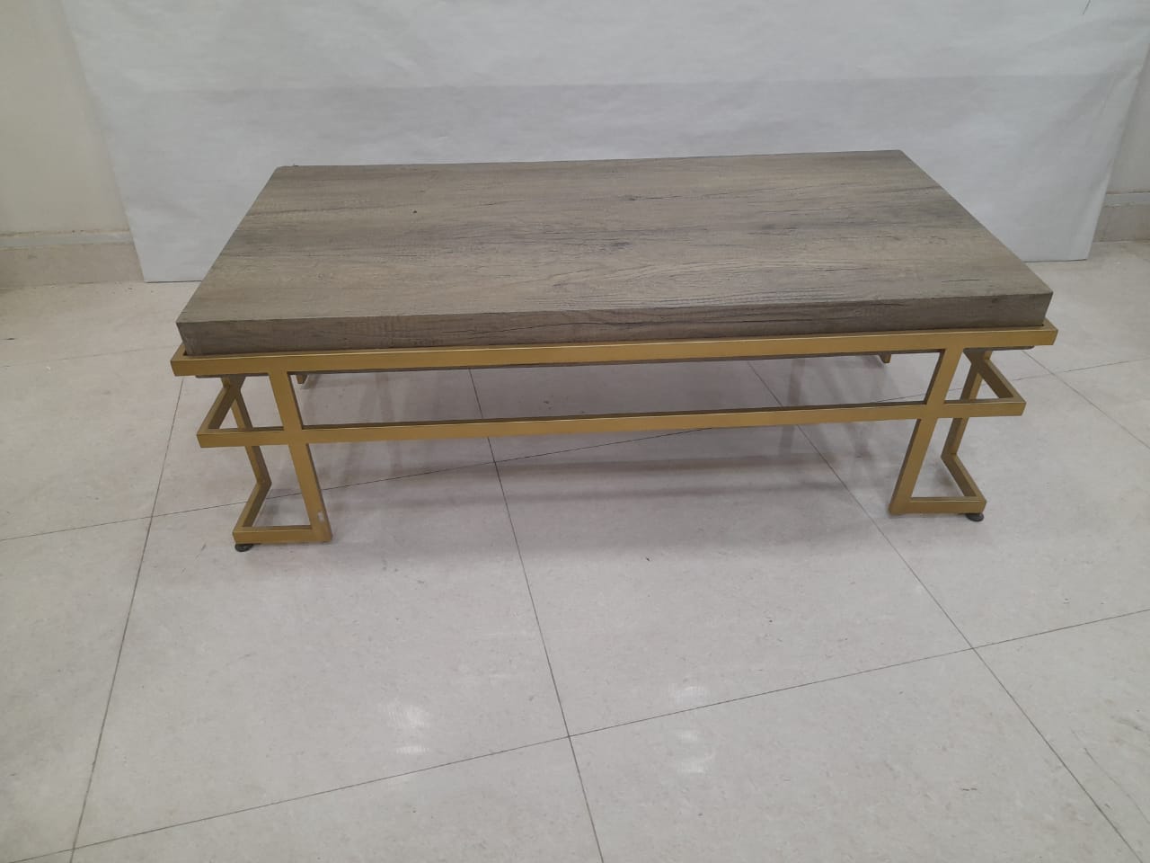Large Centre table for living room|Gold & wood color
