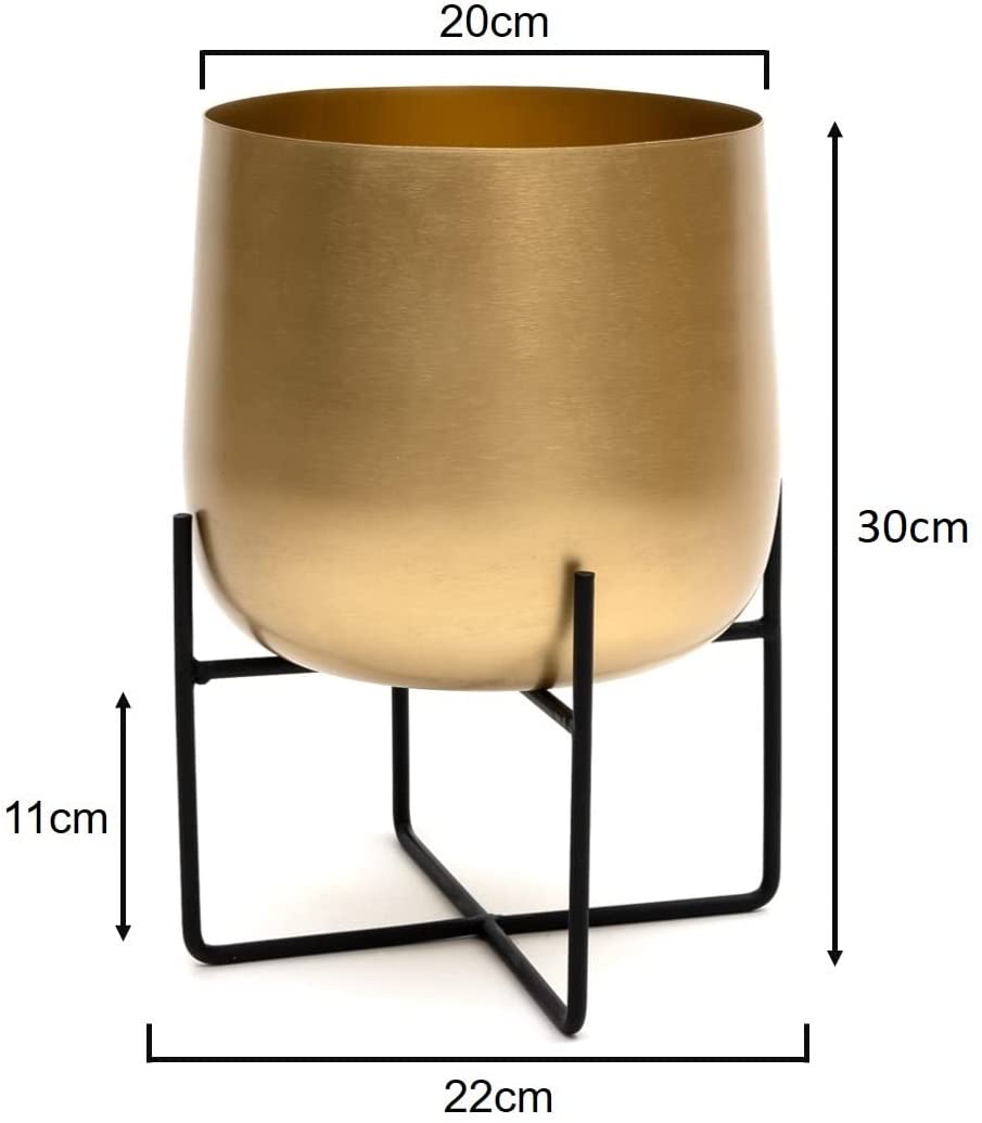 Large metal plant pot |brushed gold color