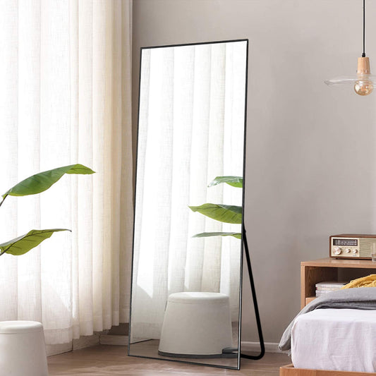 Full length rectangle mirror|65 inch long|Black color|Floor Standing Mirror by Sam Home Collection