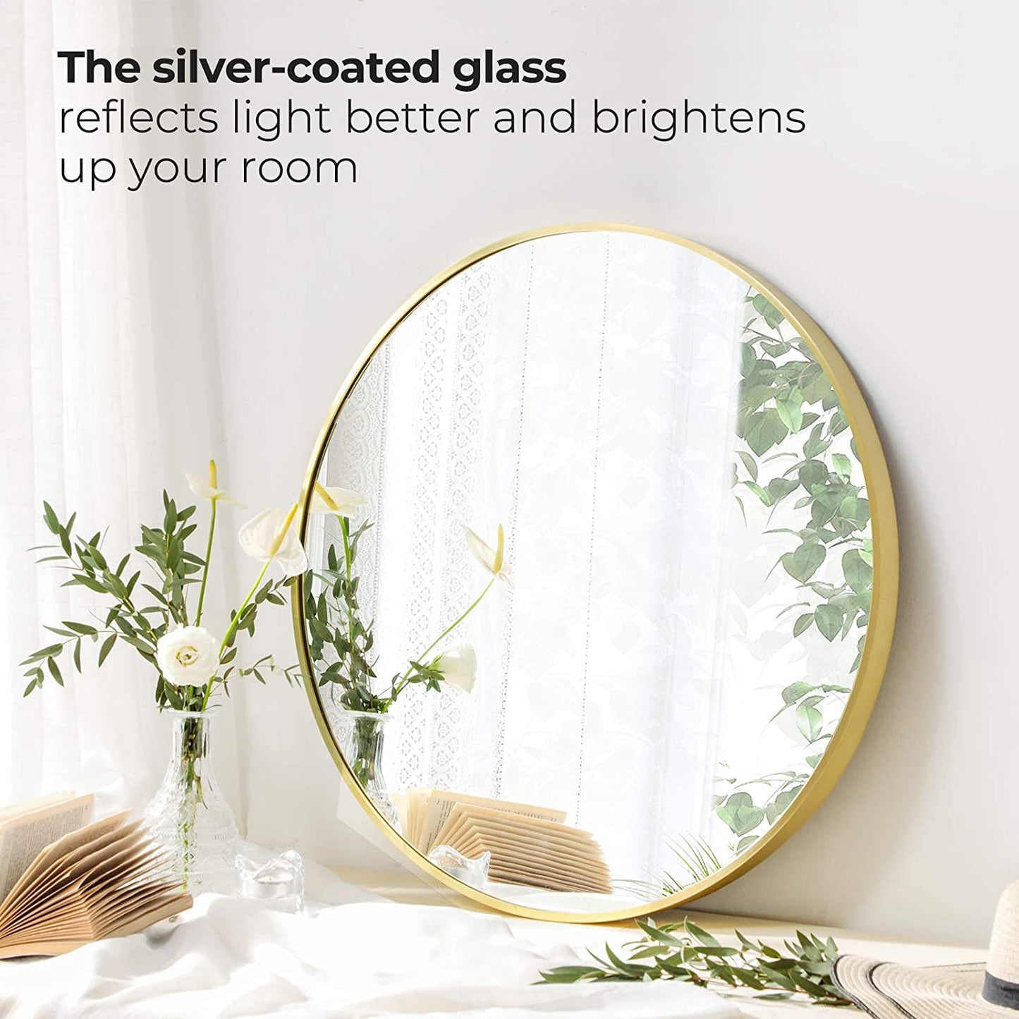 Large Wall round mirror | Gold & Black color available |26" size