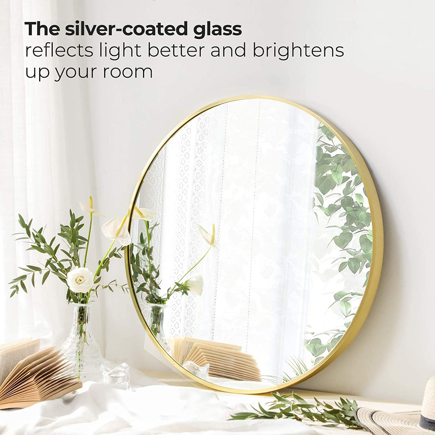 Medium Wall round mirror | Gold & Black color available |22"