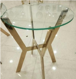 Small Round Glass Table with Steel legs| Furniture by Sam Home Collection
